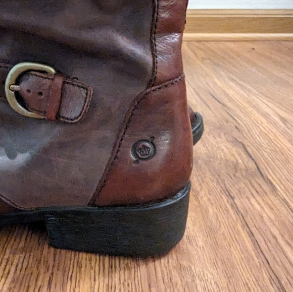 Born Women's Marxia Moto Combat Boot Size 8 brown Burgundy Buckle Lace Up - Picture 4 of 10